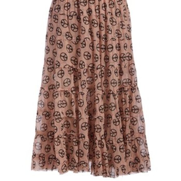 RAJ~PEACE! Dresses & Skirts - NEW~Crinkle Rayon Apricot & Black Tiered Skirt